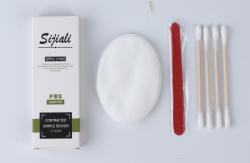 Vanity Kit-Four Wooden Stick Cotton Swabs, Two Round Cotton Pads, One Nail File, Card Box Packaging