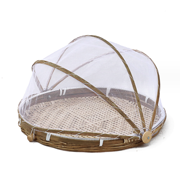Bamboo Stand/Basket With Cover D40cm