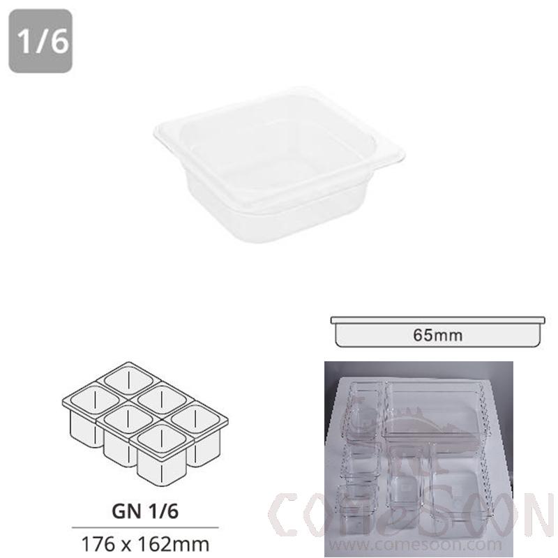 1/6*65 GN Pan, Clear PC, 176*162*65mm