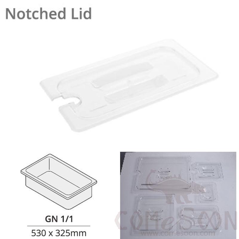 1/1 GN Pan Notched Lid / Cover, Clear PC, 530*325mm