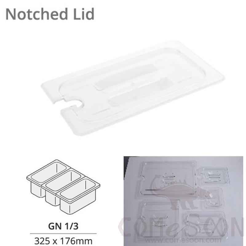 1/3 GN Pan Notched Lid / Cover, Clear PC, 325*176mm
