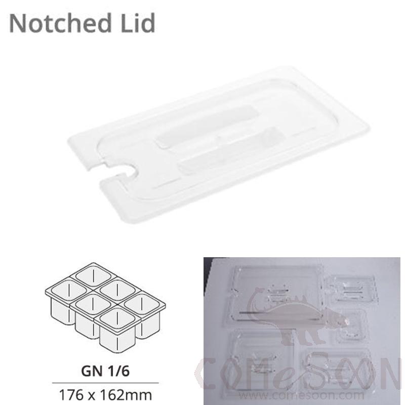 1/6 GN Pan Notched Lid / Cover, Clear PC, 176*162mm