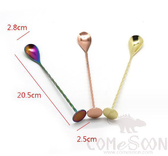 Bar Spoon, SS 304, 20.5*2.8cm, Imitation Gold(1 pcs)