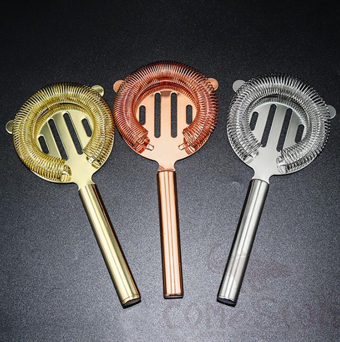 Three Column Round Tube Cocktail Strainer SS 304 Silver