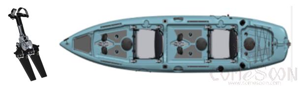 Double 14' Fins Pedal Boat, LLDPE, L420*W90*H32 cm