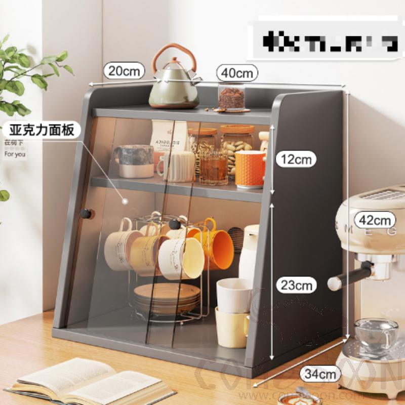 Coffee Mugs/Mugs/Teacups/Wine Glasses/Mugs Shelf Storage Cabinet, Acrylic + MDF, 40*34*42cm