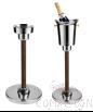 Stainless Steel Champagne Bucket Wooden Handle Rack, 304 SS, Φ300×H715mm