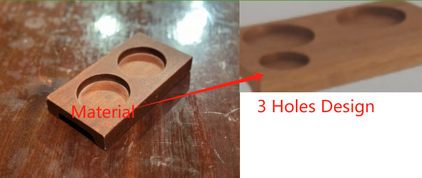 Customize 3 Holes Sapele  Base, L15*W9*H1.5cm