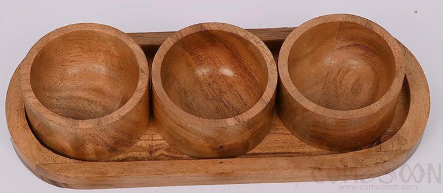 Three Bowls Set W/Tray