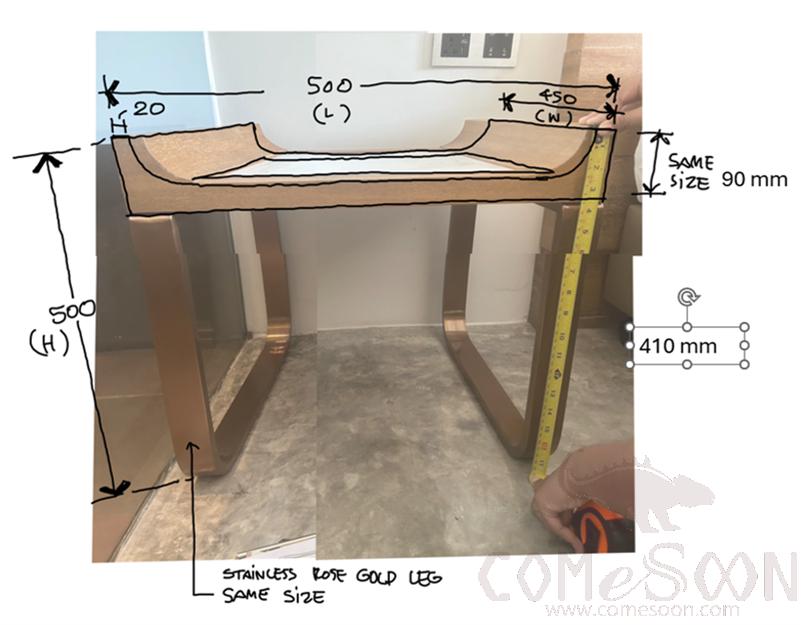 Bedside Table, SUS304, H50*L50*D45 cm