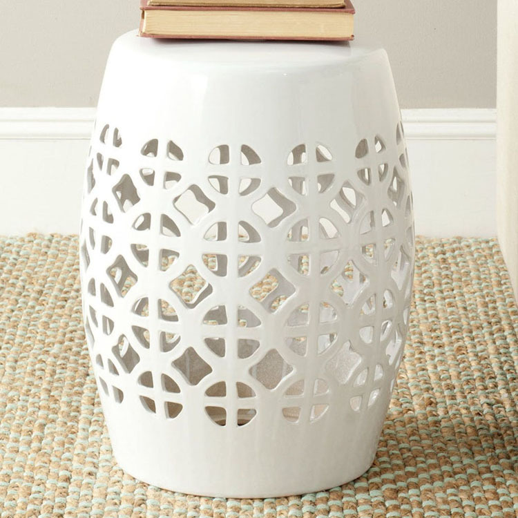 Ceramic Stool - White, Ø34*H45 cm
