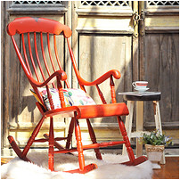 European pastoral solid wood old rocking chair lazy leisure chair American country balcony outdoor recliner chair