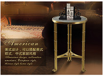 American copper small coffee table living room side sofa corner several black and white marble desktop triangle bamboo animal foot