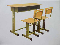 Double adjustable desk and chair