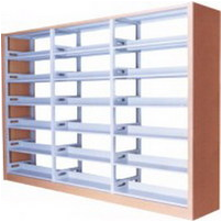 Double-column double-sided steel bookcase