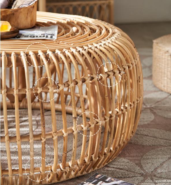 Bamboo rattan coffee table-φ85*38cm