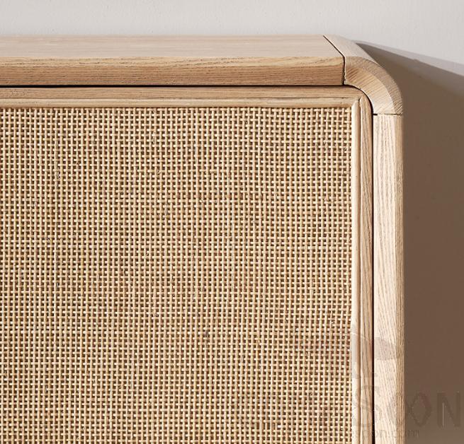 Rattan woven solid wood TV cabinet-220*40*60cm