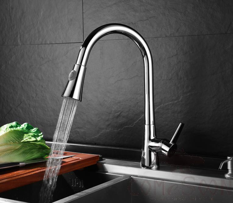 Pull Type Kitchen Faucet-Brass