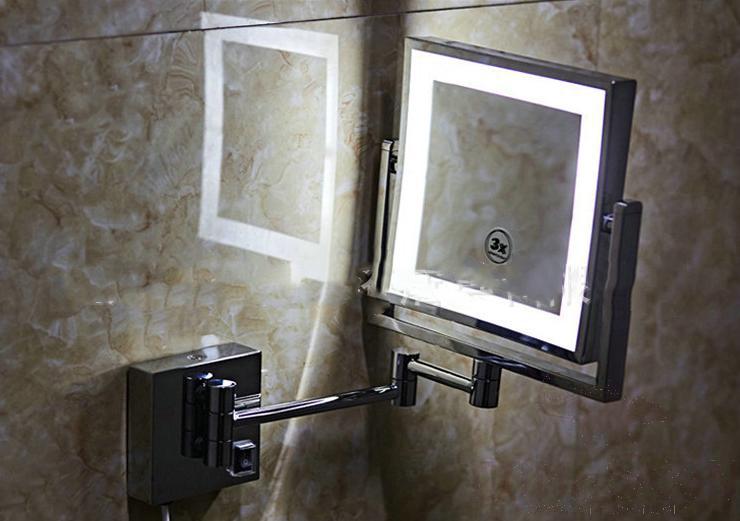 Led Makeup Mirror-Battery Charging / Double-Sided Mirror - Silver - 8 inch (20cm) Single - Copper + SUS304