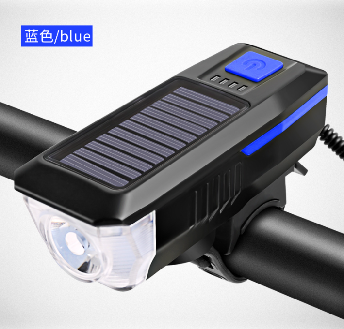 Bicycle Light, With horn and power display, Solar charging+USB charging
