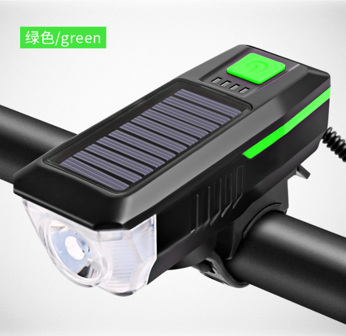 Bicycle Light, With horn and power display, Solar charging+USB charging