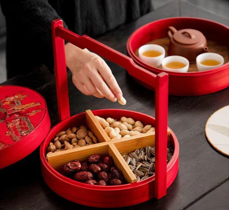 Double-Layer Carrying Case, Wood, 25*25*27Cm