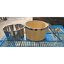 Wooden bucket with stainless steel lining and glass cover, diameter 22cm