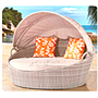Sunshade Rattan Lounger